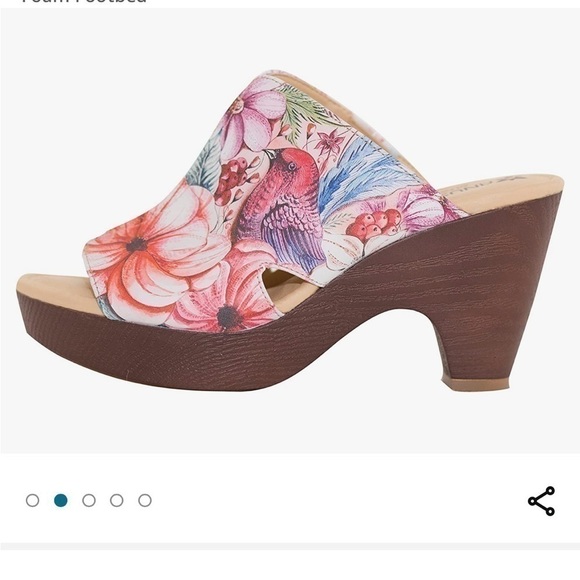 Host Pick Anuschka Women’s Vintage Garden Women Leather Platform Slide Size 9 - Picture 2 of 6